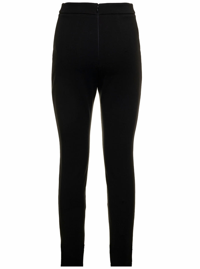 Black Skinny Trousers Stretch Knit With Embossed Gold-Tone Dome Buttons Balmain Woman Viscose Polyamide Élasthanne