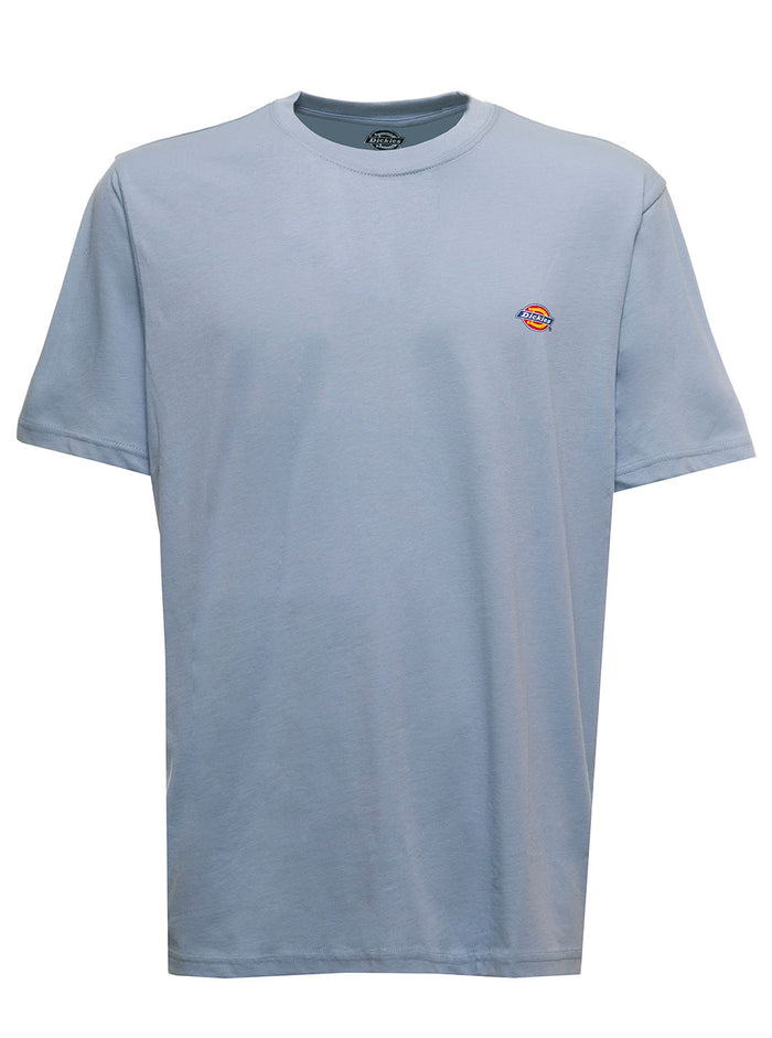 T-Shirt Celeste Cotone Con Logo Light Blue Cotton Tshirts And Polo Shirts