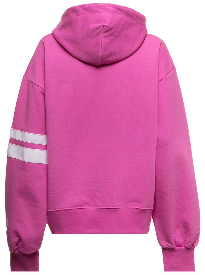 Pink Jersey Hoodiie Fleece Cotton With Hello Kitty Print And Contrast Bands Gcds Woman Sweatshirts