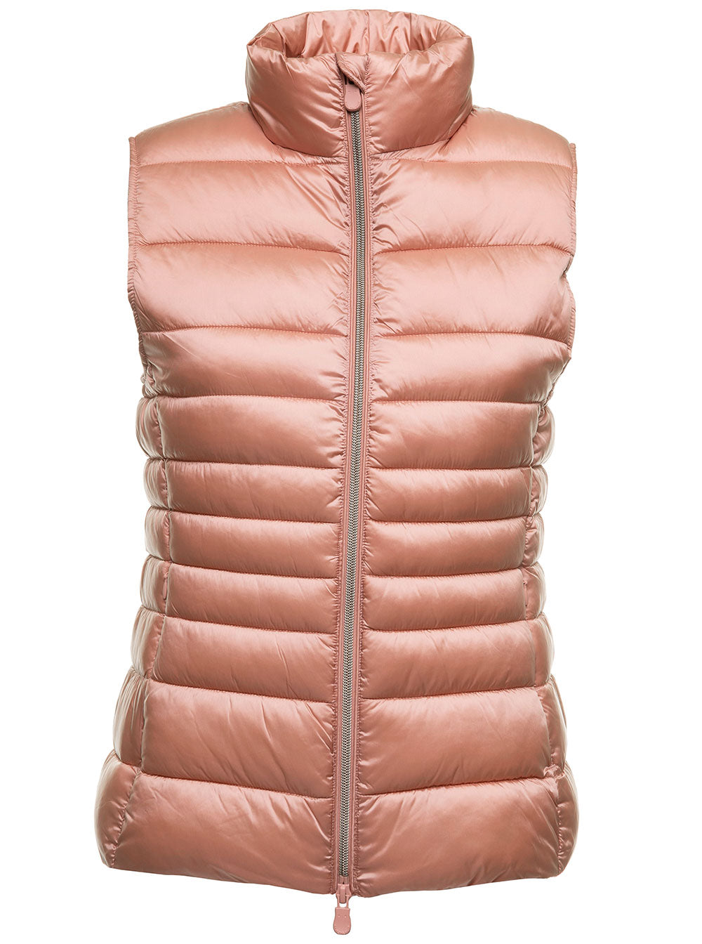 Lynn Powder Pink Sleeveless Down Jacket Quilted Padding Water Repellent Fabric Save The Duck Woman Shiny Nylon Blazers
