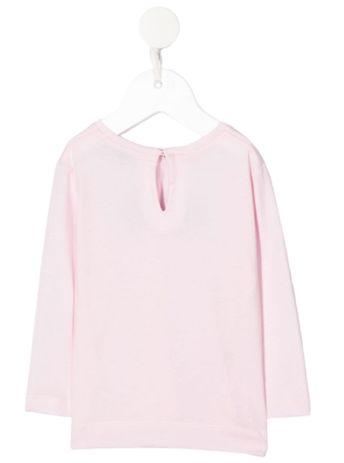 Light Pink Maxi Cotton T-Shirt With Embroidered Front Logo Tshirts And Polo Shirts
