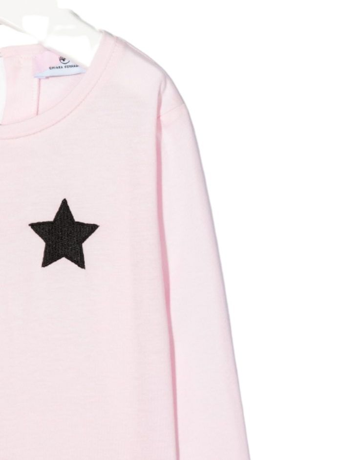 Light Pink Maxi Cotton T-Shirt With Embroidered Front Logo Tshirts And Polo Shirts