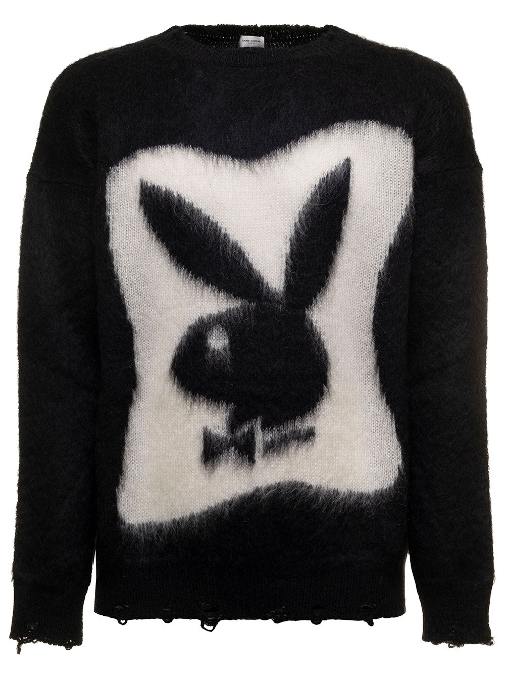 Saint Laurent Mans Playboy Mohair Sweater Black Jersey