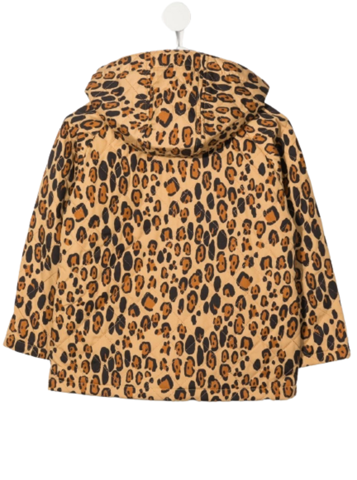 Brown - Black Leopard Print Jacket Cotton Blend Padded Design