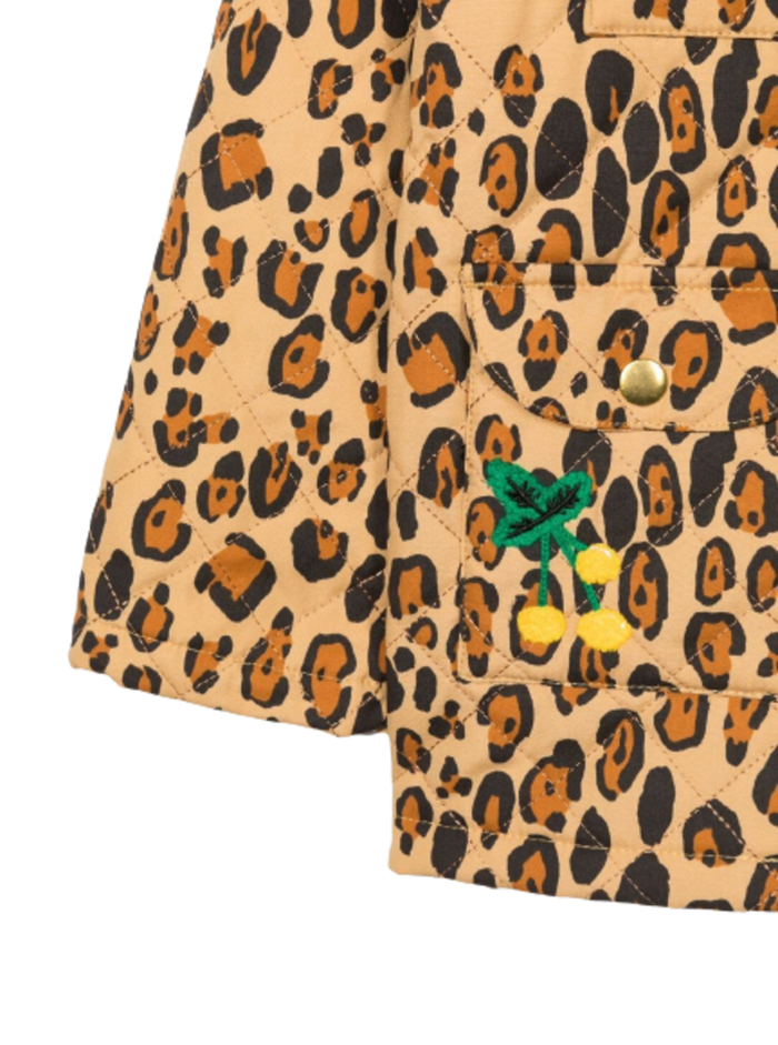 Brown - Black Leopard Print Jacket Cotton Blend Padded Design
