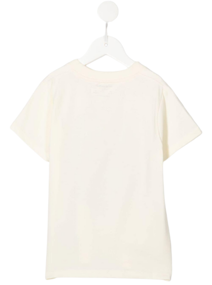 Cream T-Shirt Organic Cotton With Front Print White Elastane Tshirts And Polo Shirts