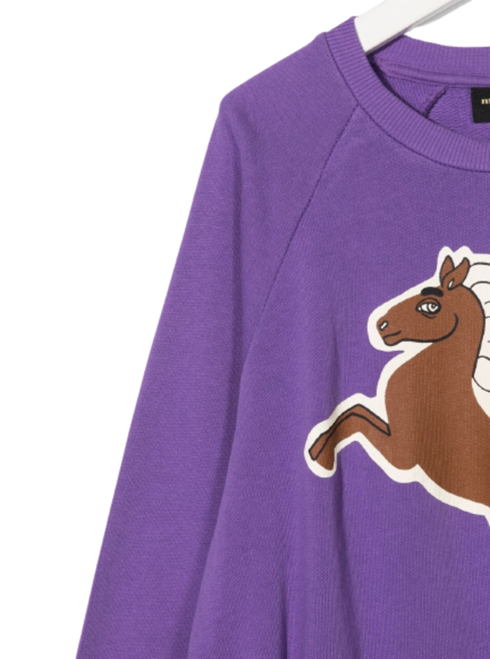 Purple Organic Cotton Sweatshirt With Front Print Violet Sweatshirts