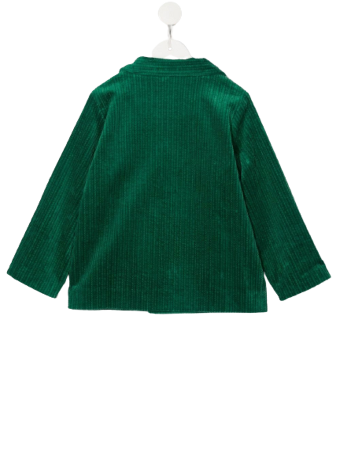 Pine Green Ribbed Double-Breasted Jacket Organic Cotton Elastane Blazers