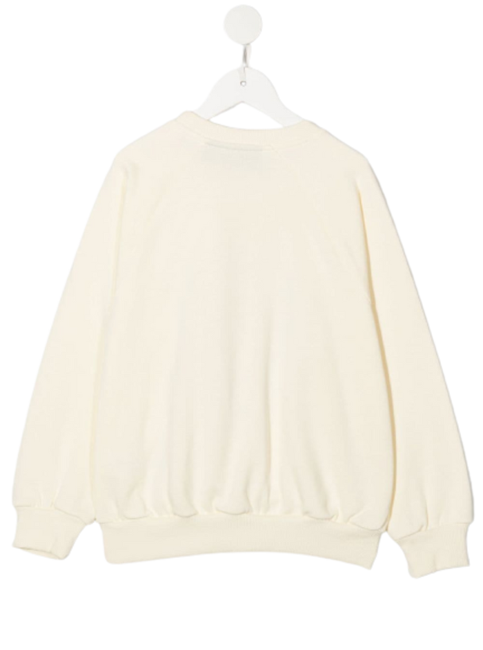 Cream Sweatshirt Organic Cotton With Print On The Front White Sweatshirts