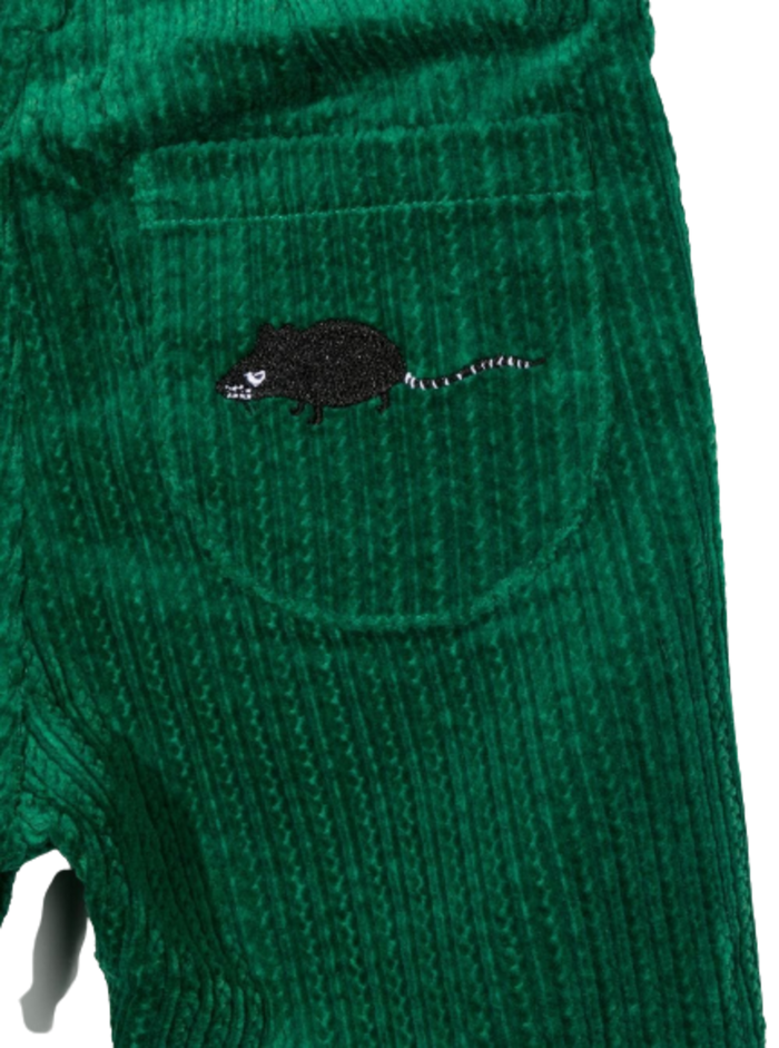 Pine Green Flared Pants Organic Cotton Ribbed Design Elastane Trousers
