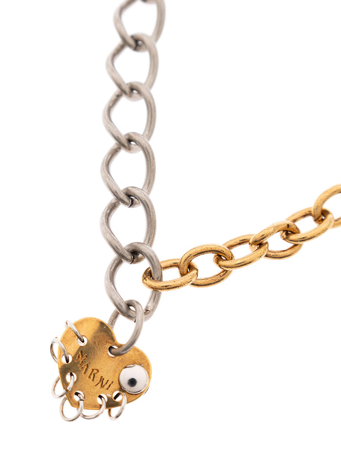 Raw Hearts Two-Tone Chain Necklace Woman Marni Brass Necklaces