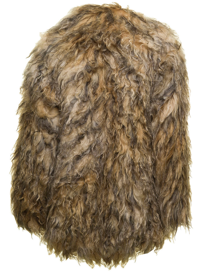 Beige Fur Effect Coat Mohair Beacagli Woman Polyamide Shearling Jackets And Furs