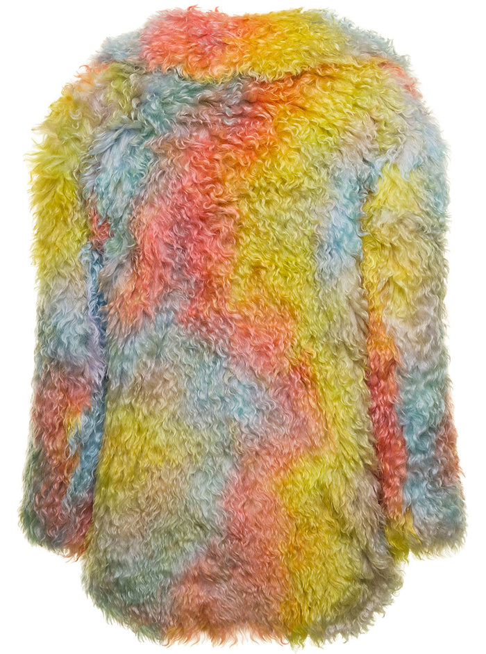 Multicolor Fur Effect Coat Mohair Beacagli Woman Polyamide Shearling Jackets And Furs