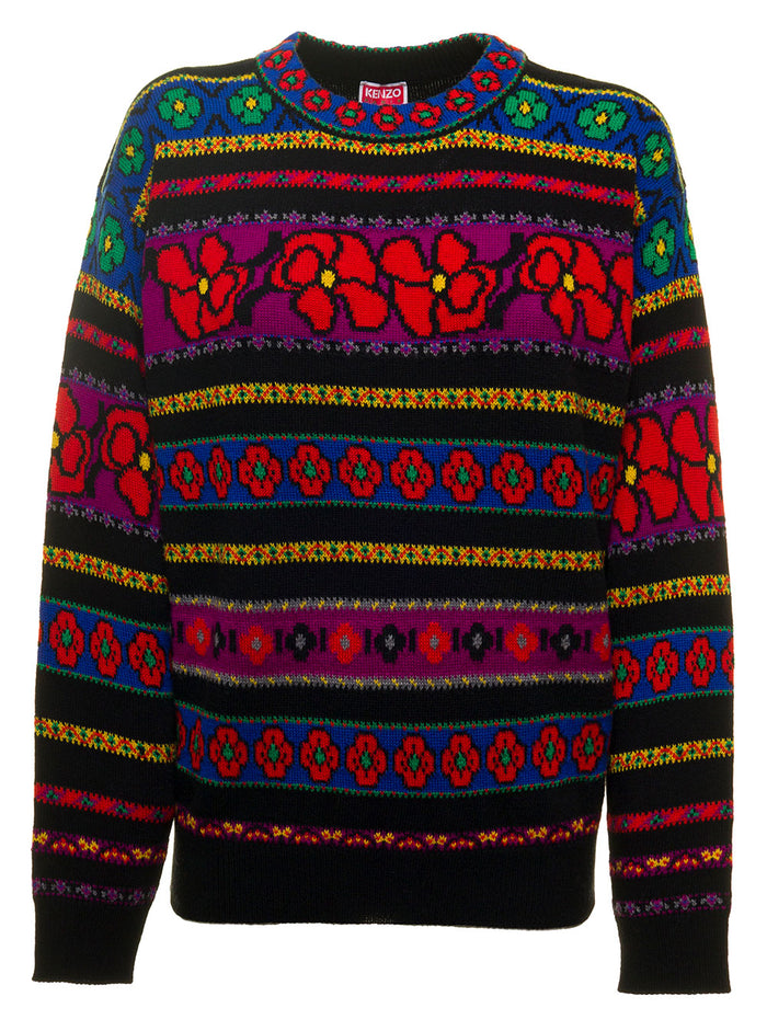 Multicolor Floral-Pattern Jumper Woman Kenzo Red Jersey