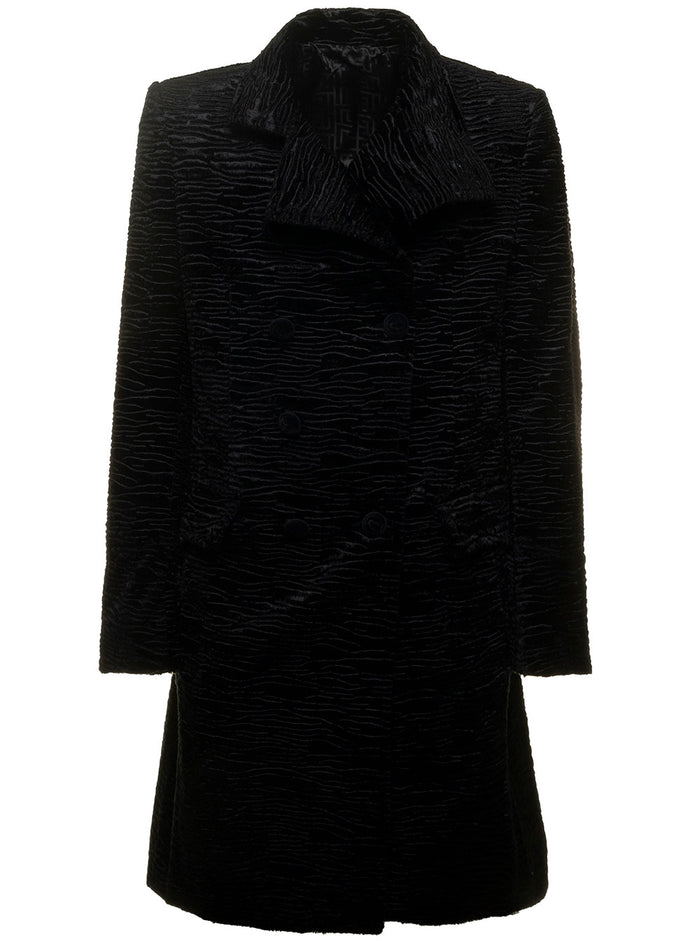 Faux Fur Astrakan Coat Black