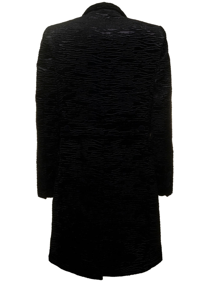 Faux Fur Astrakan Coat Black
