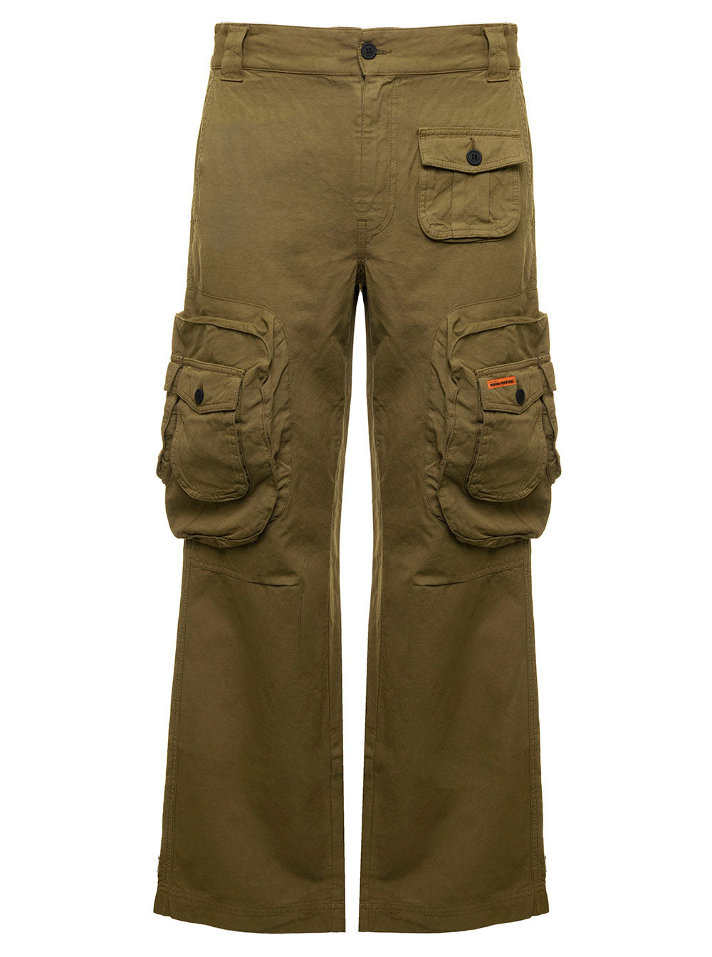 Pockets Cargo Pants Military Green No Co Cotton Linen Trousers