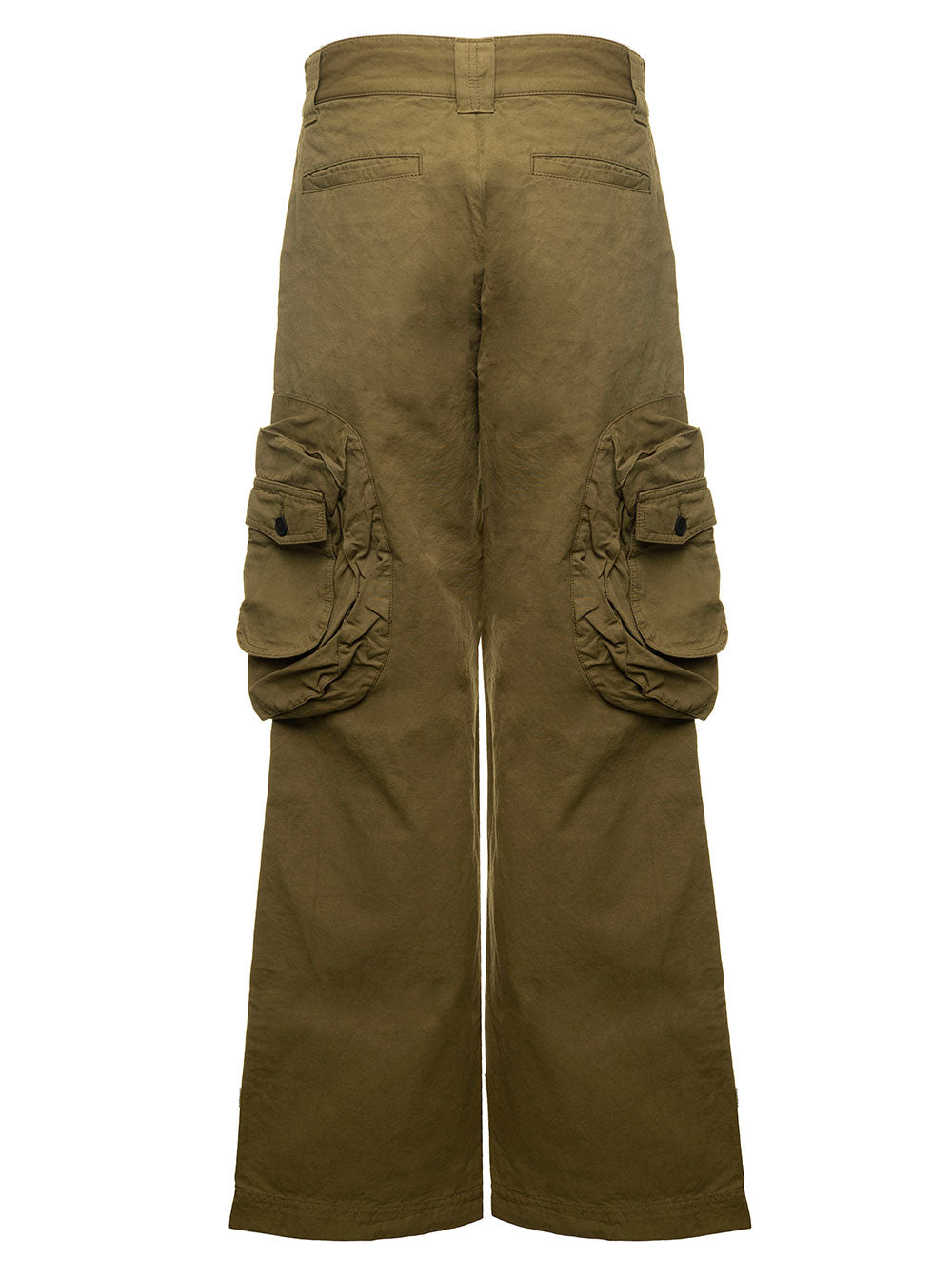 Pockets Cargo Pants Military Green No Co Cotton Linen Trousers