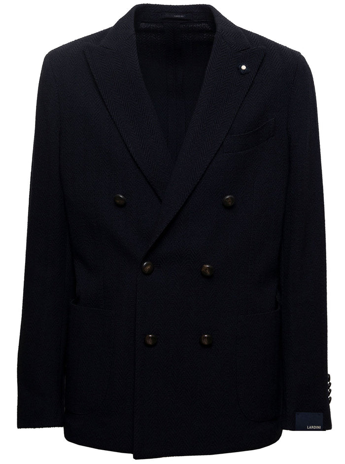 Look Vetrina 1 Giacca Resca Sfoderata Blu Wool Cotton Elastane Blazers