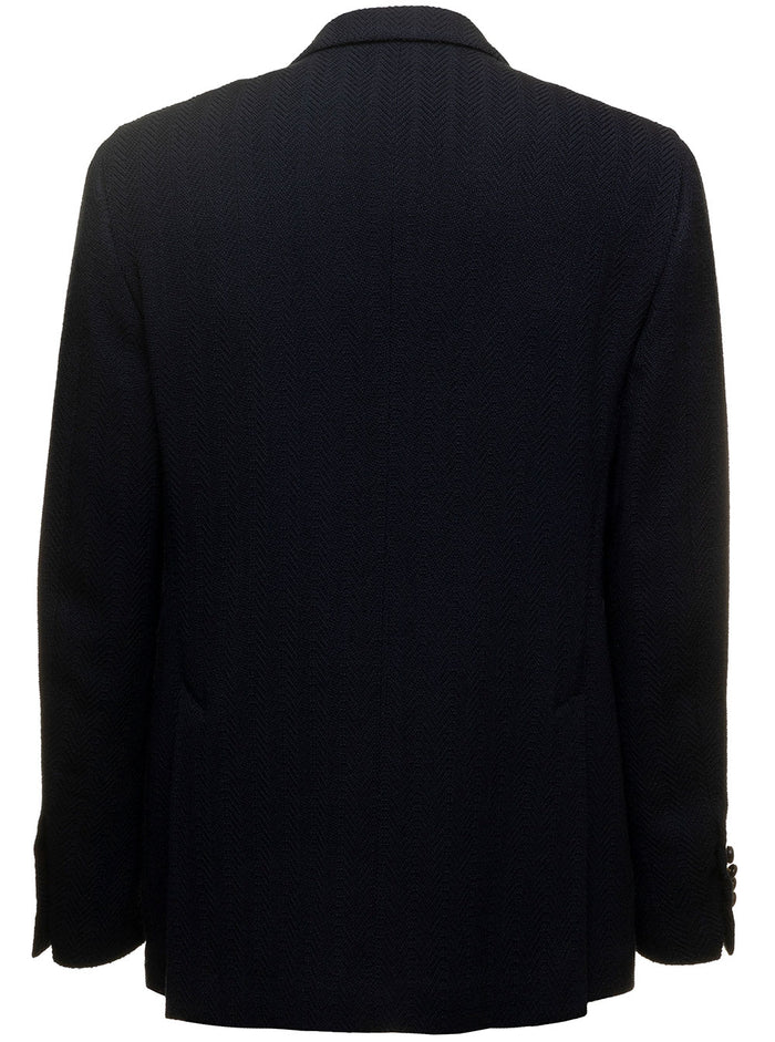 Look Vetrina 1 Giacca Resca Sfoderata Blu Wool Cotton Elastane Blazers
