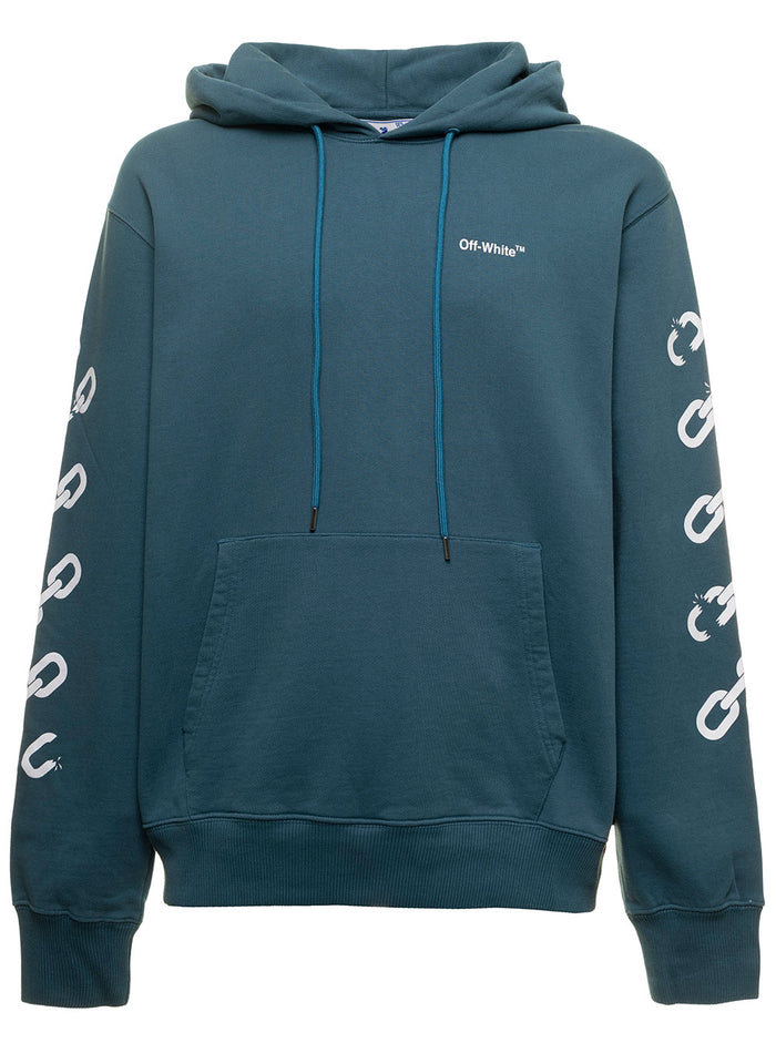 Chain Arr Slim Hoodie Green Cotton Sweatshirts