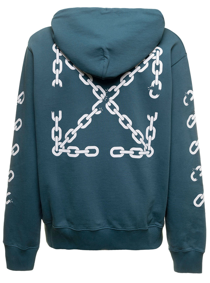 Chain Arr Slim Hoodie Green Cotton Sweatshirts