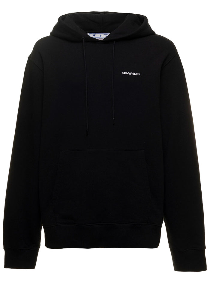Wave Outl Diag Slim Hoodie Black Cotton Sweatshirts