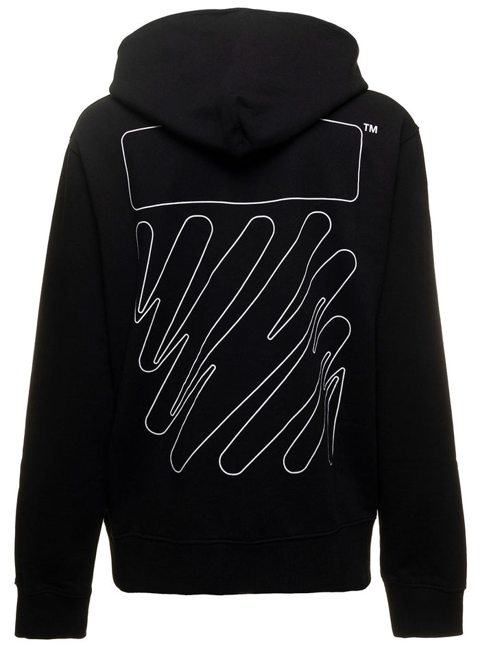 Wave Outl Diag Slim Hoodie Black Cotton Sweatshirts