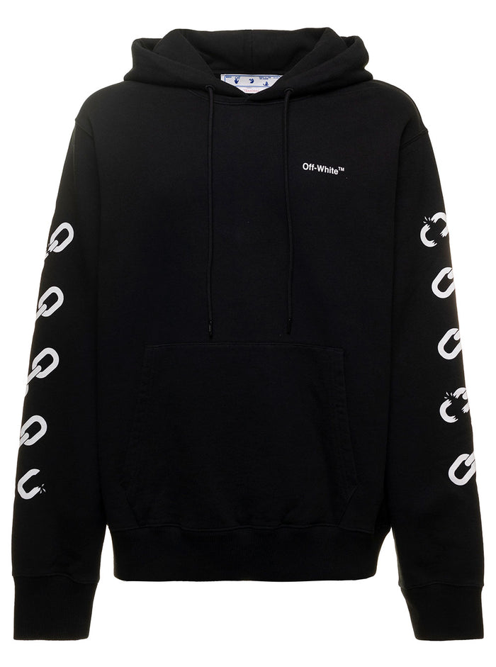 Chain Arr Slim Hoodie Black Cotton Sweatshirts