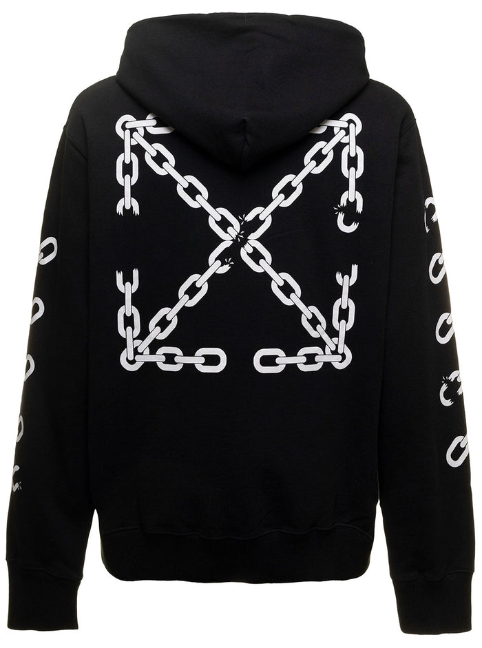 Chain Arr Slim Hoodie Black Cotton Sweatshirts
