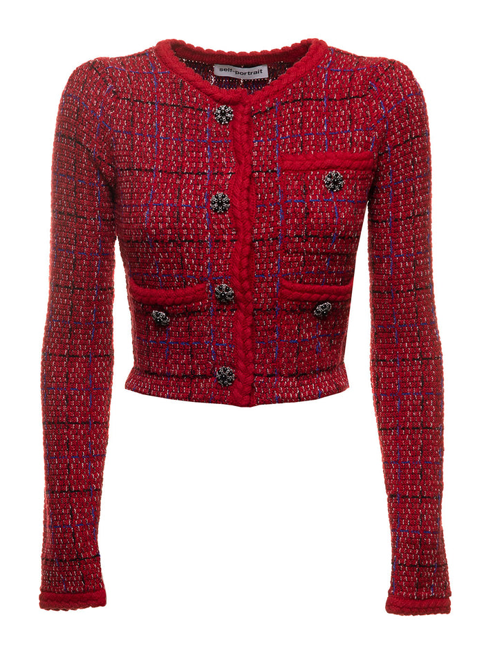 Mealnge Knit Cardigan Red Jersey
