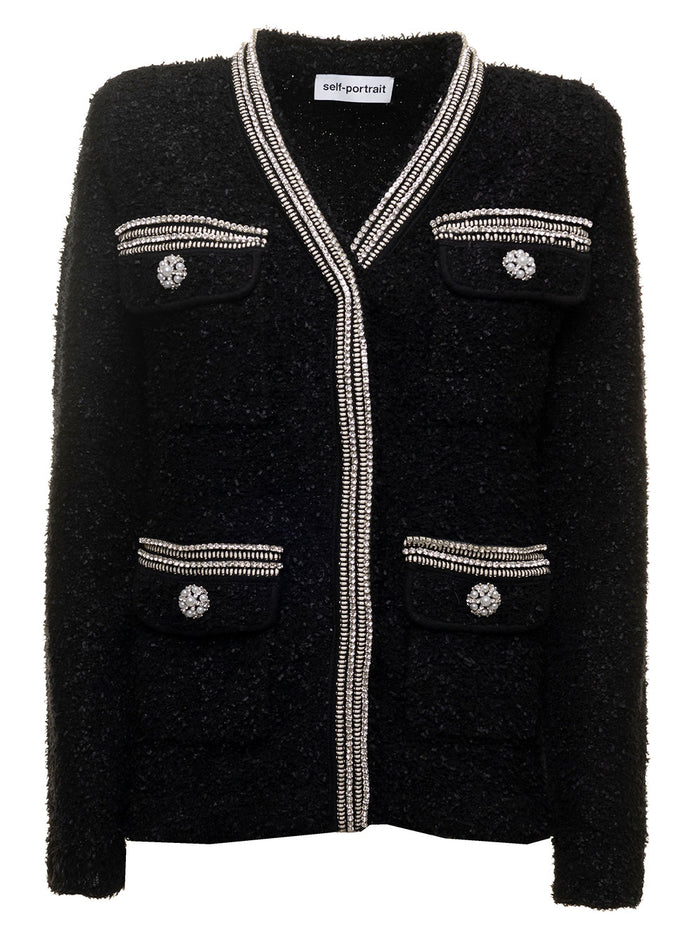Tape Knit Cardigan Black Jersey