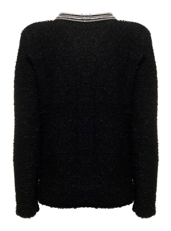 Tape Knit Cardigan Black Jersey