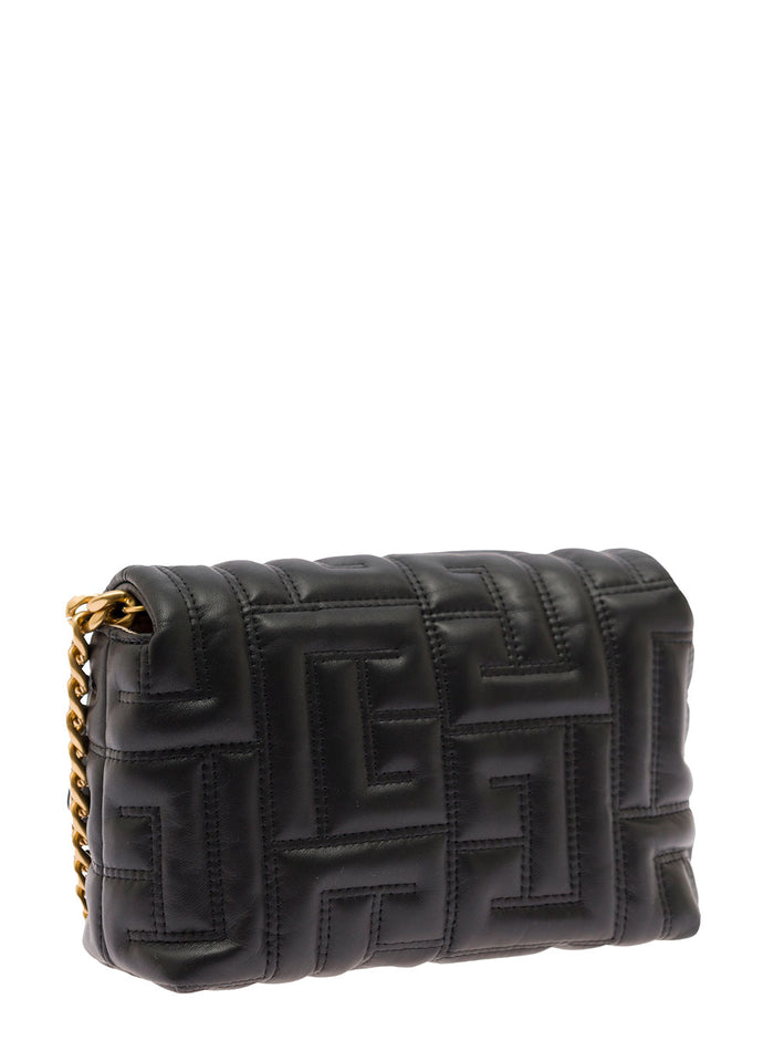 Mini Black 1945 Quilted Shoulder Bag Woman Balmain Lamb Crossbody