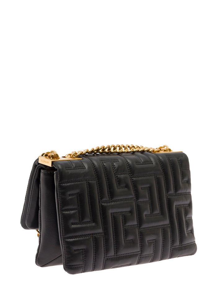 Small Black 1945 Quilted Shoulder Bag Woman Balmain Lamb Crossbody