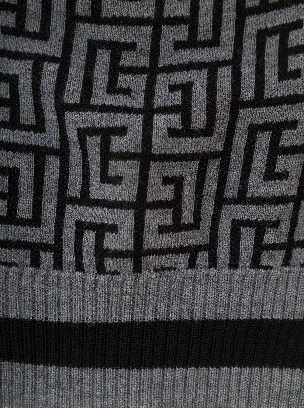 Grey Monogram Knit Beanie Man Balmain Wool Hats And Gloves