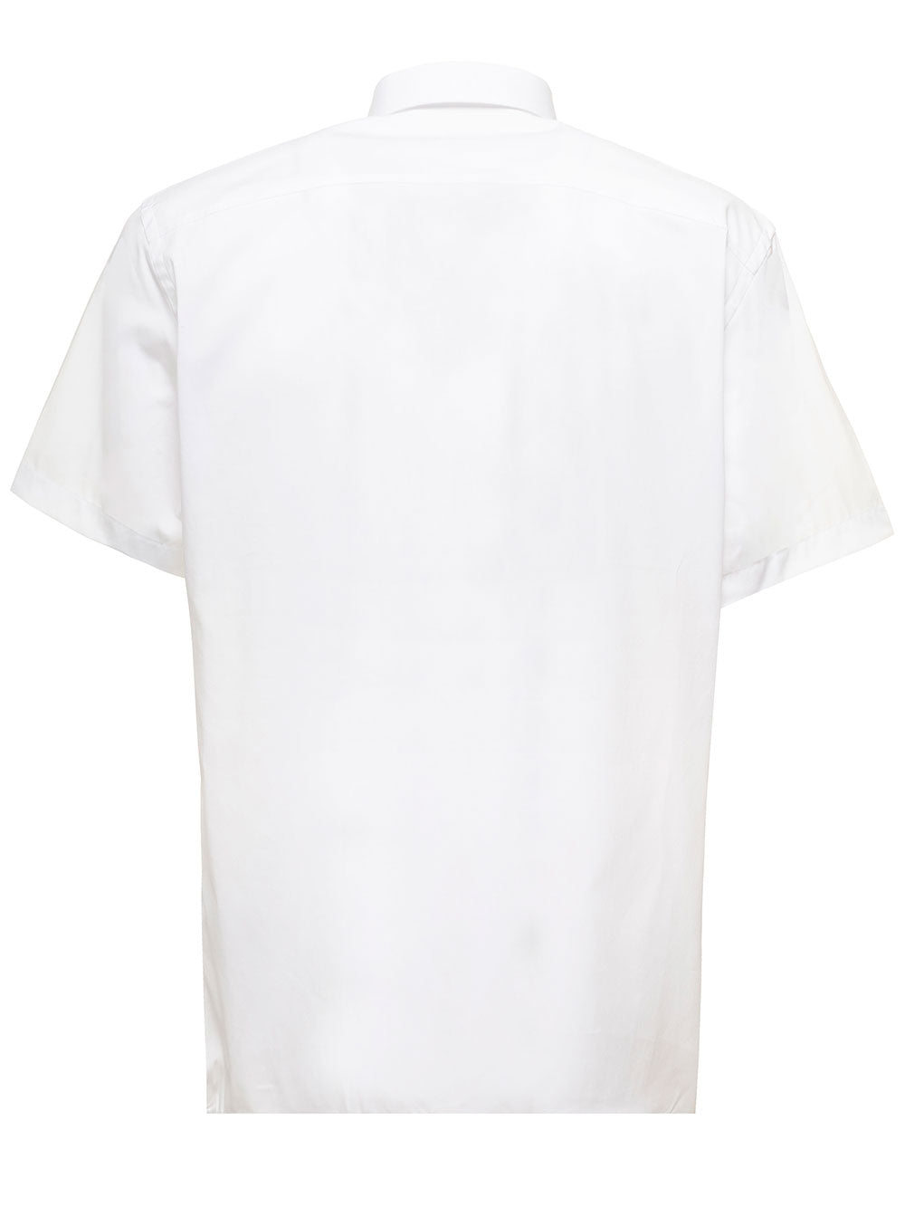 White Short Sleeves Shirt With Logo Cotton Man Burberry Elastane And Blouses