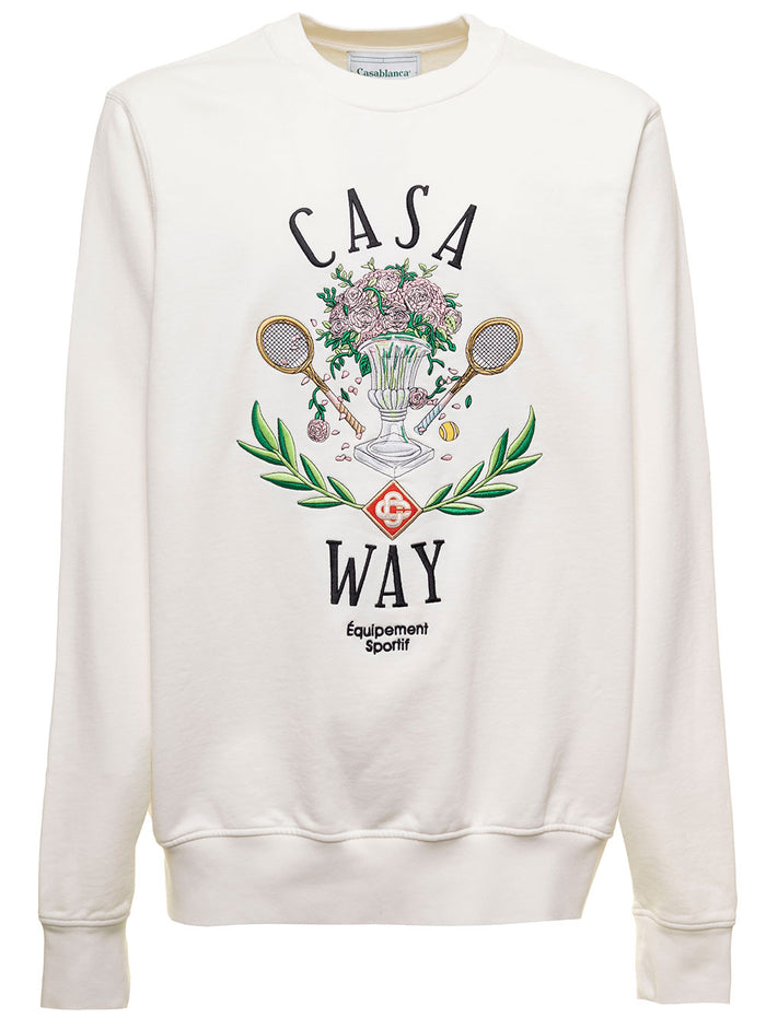 Casa Way Embroidered Sweatshirt Off-White Loopback - Organic Cotton Sweatshirts