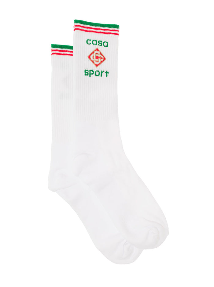 Casa Sport Print Socks Man Casablanca White Cotton Polyamide Spandex Underwear