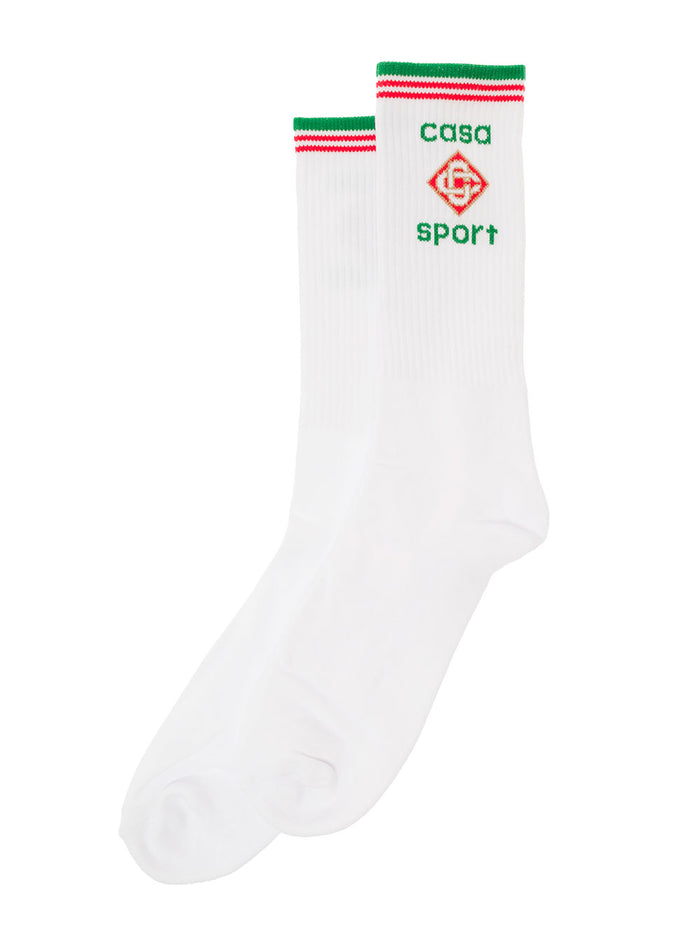 Casa Sport Print Socks Man Casablanca White Cotton Polyamide Spandex Underwear