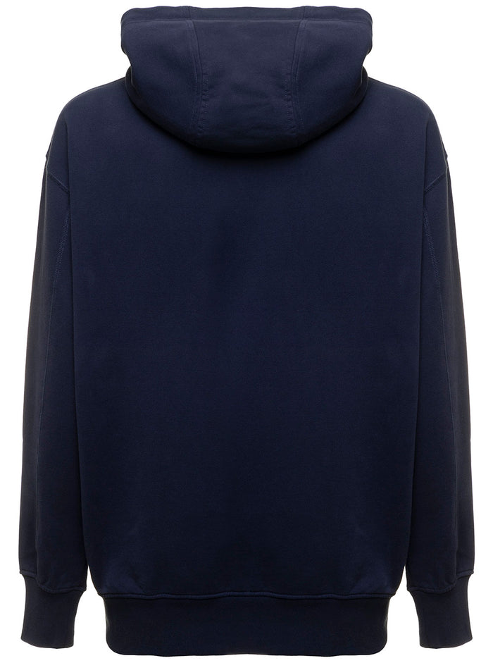 Casablanca Aiiiiir Embroidered Hooded Sweatshirt Navy Loopback - Blu Organic Cotton Sweatshirts