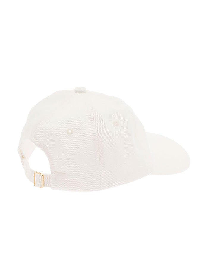 White Cotton Hat With Embroidered Logo Man Casablanca And Gloves