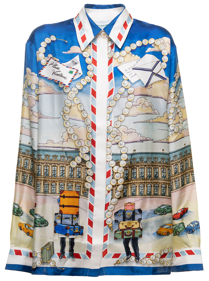 Long Sleeve Printed Silk Shirt And Blouses