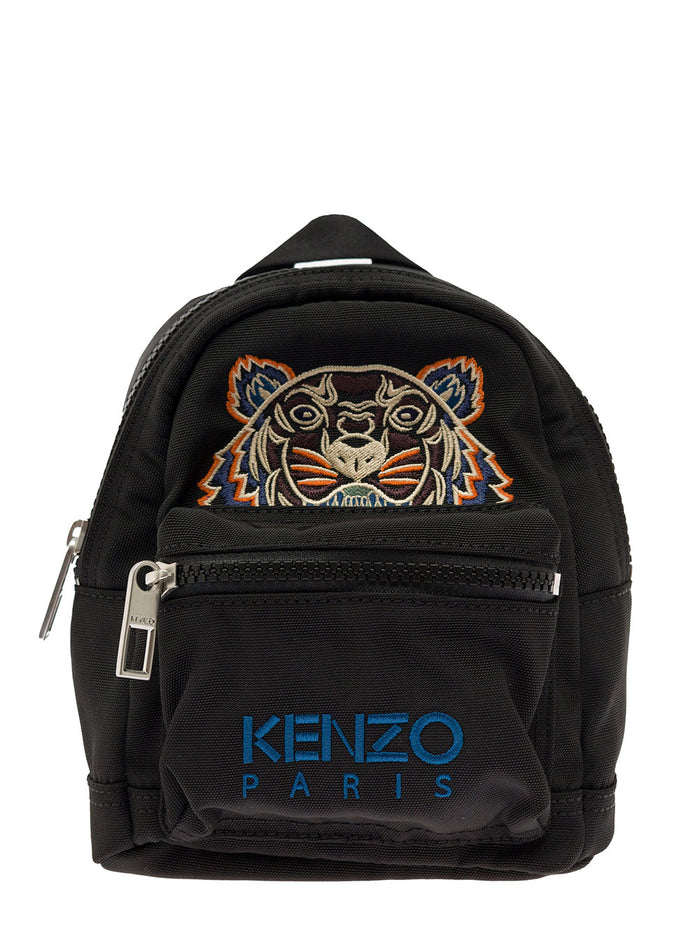 Mini Black Backpack With Embroidered Tiger Head Man Kenzo Polyester Backpacks And Belt Bags