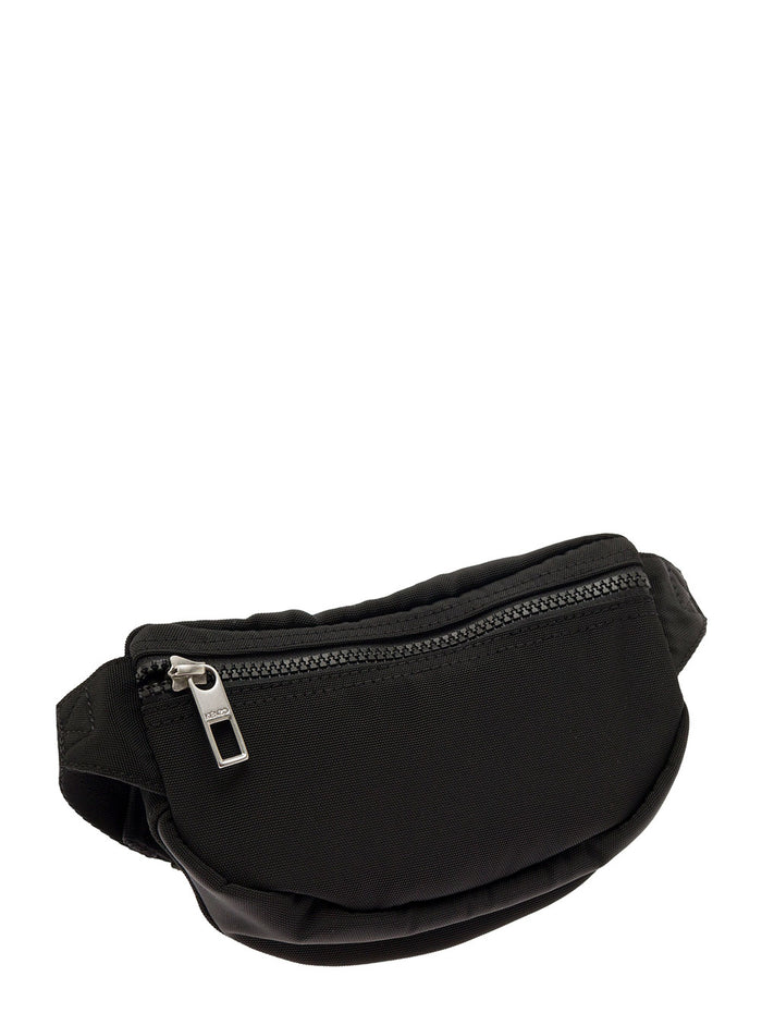 Mini Black Belt Bag With Embroidered Tiger Head Man Kenzo Polyester Crossbody