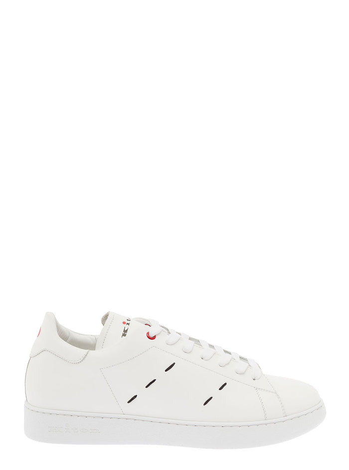 White Leather Sneakers Man Kiton Calf
