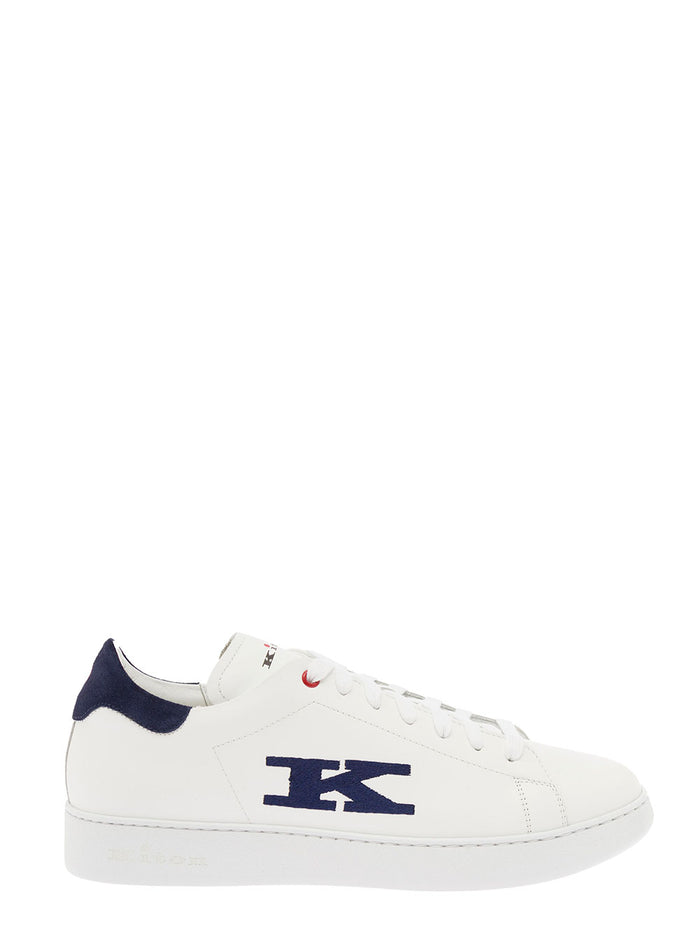 White Suede Sneakers Man Kiton Calf