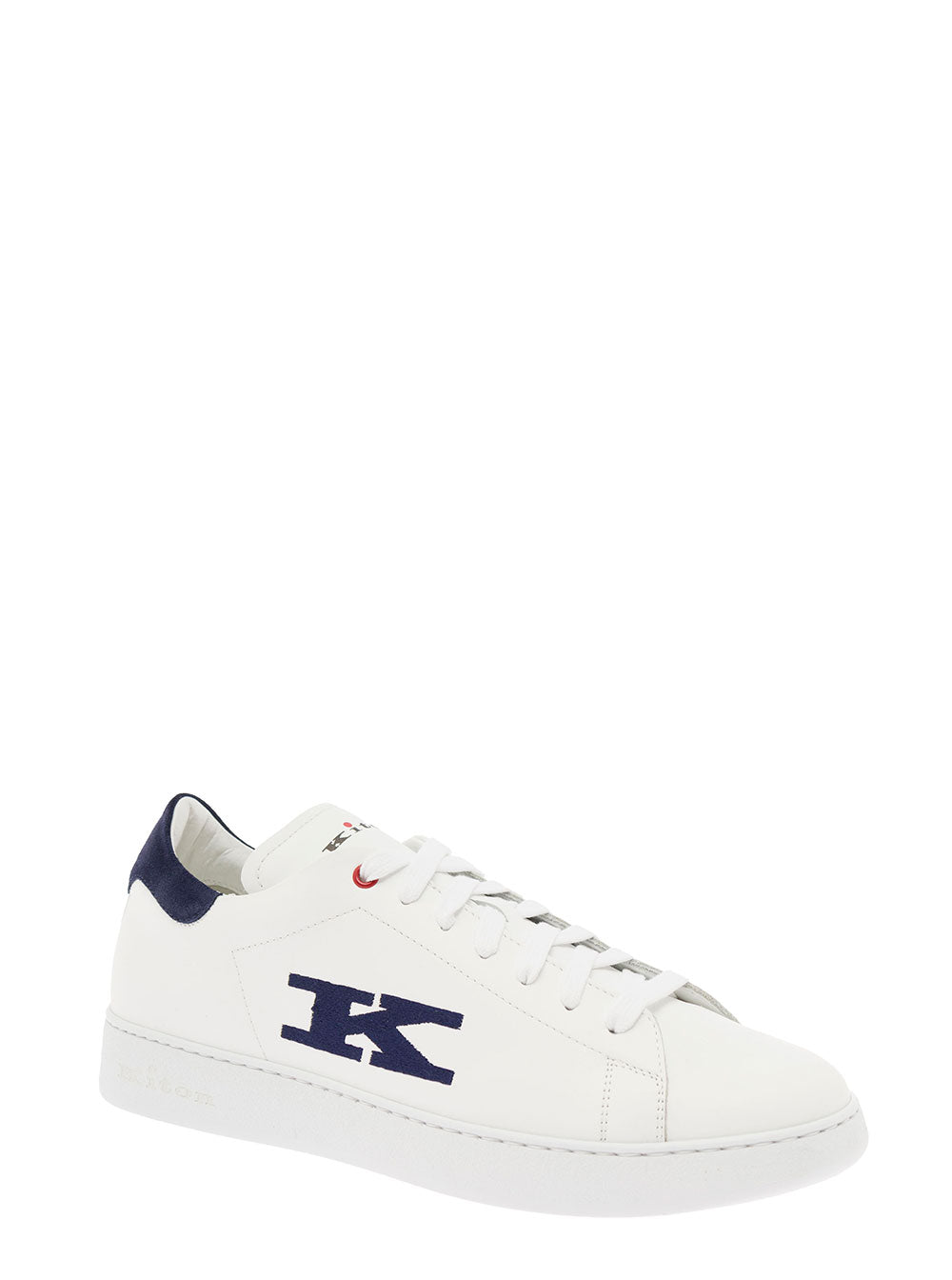 White Suede Sneakers Man Kiton Calf