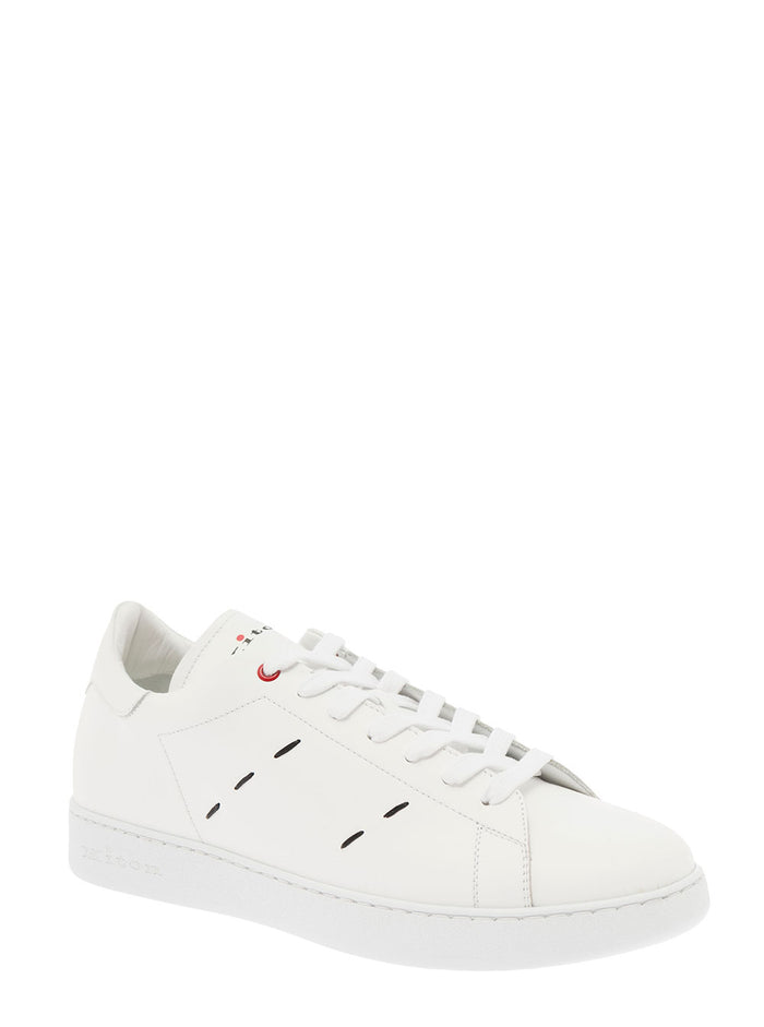 White Leather Sneakers Man Kiton Calf