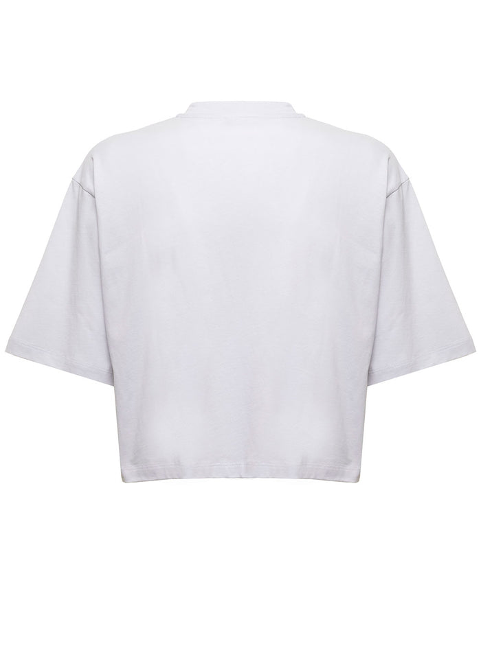 Cropped Balmain Print T-Shrt Blu Cotton Tshirts And Polo Shirts